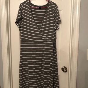Torrid Grey Stripe Wrap Dress